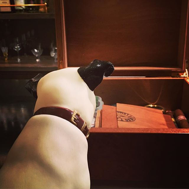 It was cheers for good work this week too.And #goodnight .Hope wonderful day tomorrow.#bartool #bar #authenticbar #gyoutoku #gyotoku #hismastersvoice #victor #nipper #cigar #バーツール #行徳 #ニッパー #ビクター #シガー #葉巻